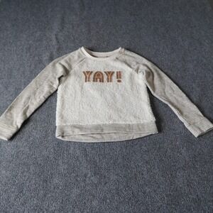 Cat‎ Jack Kids Girls M 7/8 Gray Fleece Lined "YAY!" Sweatshirt